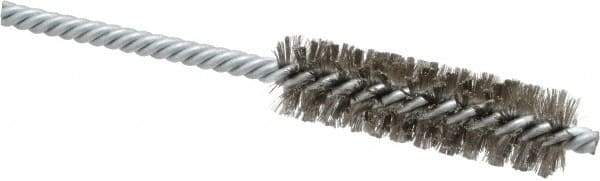 Weiler - 3/4" Diam Helical Stainless Steel Tube Brush - Double Spiral, 0.006" Filament Diam, 2-1/2" Brush Length, 5-1/2" OAL, 1/4" Diam Shank - Best Tool & Supply