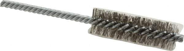 Weiler - 3/4" Diam Helical Stainless Steel Tube Brush - Double Spiral, 0.0104" Filament Diam, 2-1/2" Brush Length, 5-1/2" OAL, 1/4" Diam Shank - Best Tool & Supply