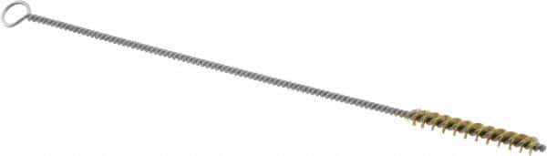Weiler - 1-1/2" Long x 3/16" Diam Brass Hand Tube Brush - Single Spiral, 7" OAL, 0.003" Wire Diam, 3/32" Shank Diam - Best Tool & Supply
