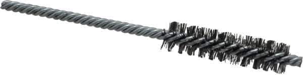 Weiler - 1/2" Diam Helical Steel Tube Brush - Double Spiral, 0.0104" Filament Diam, 2" Brush Length, 5" OAL, 5/32" Diam Shank - Best Tool & Supply