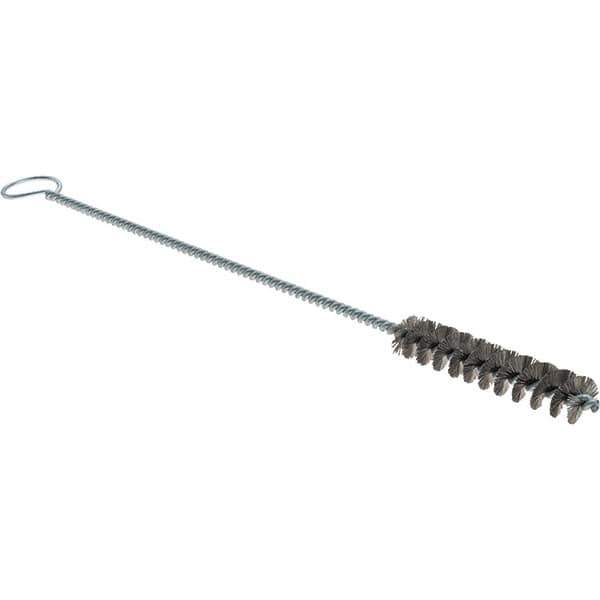 Weiler - 3/8" Diam Helical Stainless Steel Tube Brush - Single Spiral, 0.004" Filament Diam, 2" Brush Length, 8" OAL, 1/8" Diam Galvanized Steel Shank - Best Tool & Supply