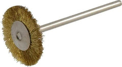 Weiler - 3/4" OD, 3/4" Shank Diam, Crimped Brass Wheel Brush - 3/16" Trim Length, 0.003" Filament Diam, 37,000 RPM - Best Tool & Supply