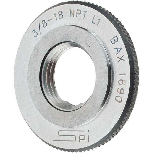 SPI - 3/8-18 Thread, Oil Hardened Non-Shrinking Steel (OHNS), Class L1, Ring Pipe Thread Gage - NPT Thread - Best Tool & Supply