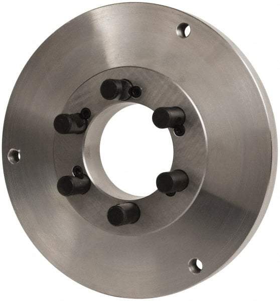 Buck Chuck Company - Adapter Back Plate for 12" Diam Self Centering Lathe Chucks - D1-6 Mount, 2" Through Hole Diam, 10.221mm ID, 12.6" OD, 0.989" Flange Height, Steel - Best Tool & Supply