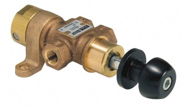 Parker - 1/2" NPT HD Manual Spool Valve - 3-Way, 2-Position Detent, Knob Type, Ball Detent & Panel Mounting - Best Tool & Supply