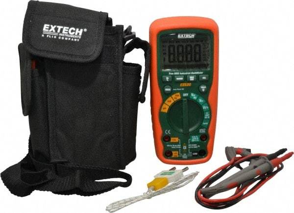 Extech - EX520, CAT IV, 1,000 VAC/VDC, Digital True RMS Multimeter - 40 mOhm, Measures Voltage, Capacitance, Current, Frequency, Resistance, Temperature - Best Tool & Supply