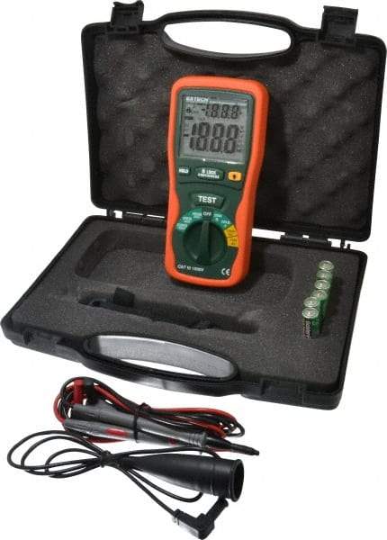 Extech - Digital LCD Display, 2,000 Megohm Electrical Insulation Resistance Tester & Megohmmeter - 1,000 VAC Max Test Voltage, Powered by 1.5V AA Battery - Best Tool & Supply