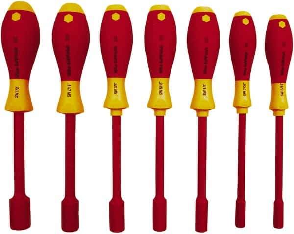 Wiha - 7 Piece 5 to 13mm Insulated Nutdriver Set - Cushion Grip Handle - Best Tool & Supply