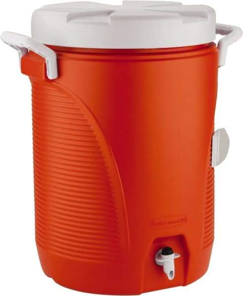 Rubbermaid - 5 Gal Beverage Cooler - Plastic, Orange/White - Best Tool & Supply