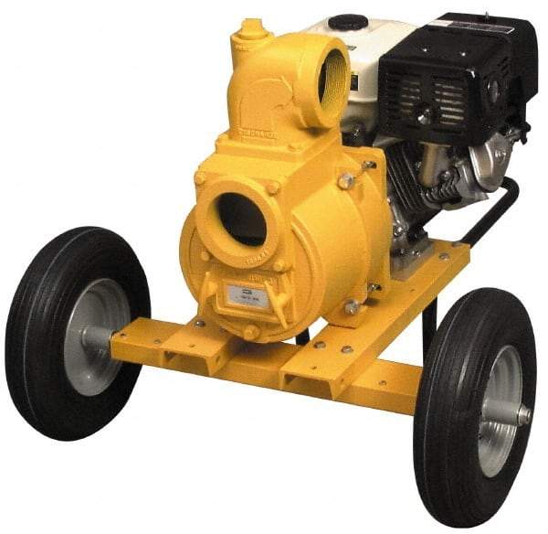 American Machine & Tool - 13.0 HP, 3,600 RPM, 4 Port Size, 2 Solids Handling, Honda OHV, Self Priming Engine Pump - Aluminum, 6.9 Quart Tank Size, Buna-N and Silicon Carbide Shaft Seal, Stainless Steel Shaft Sleeve - Best Tool & Supply