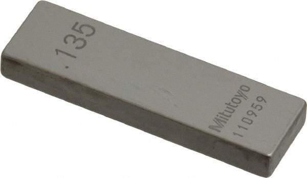 Mitutoyo - 0.135" Rectangular Steel Gage Block - Accuracy Grade AS-1, Includes Certificate of Inspection - Best Tool & Supply