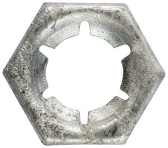 Made in USA - 1-8 Screw Size, Hex Speed Nut - Spring Steel, Hot Dipped Galvanized Finish, For Threaded Fasteners - Best Tool & Supply