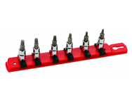 6 Piece - T10 - T30 on Rail - 1/4" Square Drive with 1/4" Replaceable Hex Bit - Torx Bit Socket Set - Best Tool & Supply
