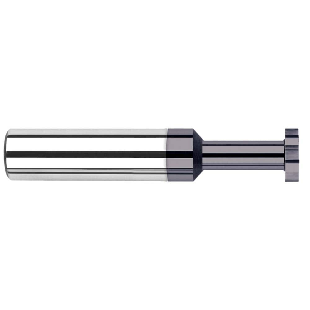 Woodruff Keyseat Cutter: 0.375″ Cut Dia, 0.05″ Cut Width, 3/8″ Shank Dia, Straight Tooth 2-1/2″ OAL, 8 Teeth, Solid Carbide, AlTiN Finish