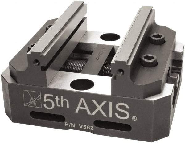 5th Axis - 5" Jaw Width, Manual Self Centering Vise - 6" OAL x 5" OAW x 3" OAH - Best Tool & Supply