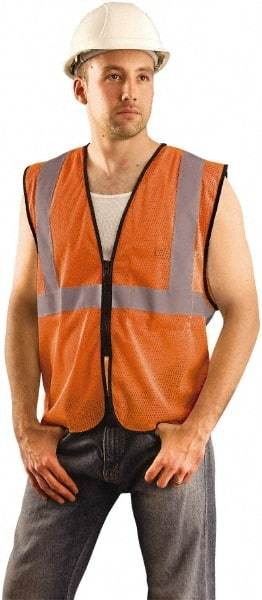 OccuNomix - Size L/XL High Visibility Orange Mesh General Purpose Vest - Zipper Closure, 1 Pocket, Polyester - Best Tool & Supply