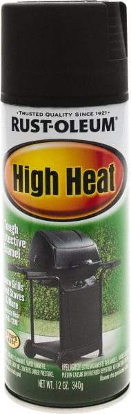 Rust-Oleum - Black, Satin, High-Heat Spray Paint - 10 to 12 Sq Ft per Can, 12 oz Container, Use on Metal - Best Tool & Supply