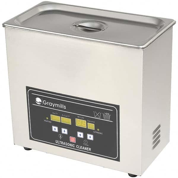 Ultrasonic Cleaner: Bench Top 120V, 5-7/8″ Deep x 11-7/8″ Long x 5-7/8″ Wide Inside Tank Dimensions, 304 Stainless Steel Tank