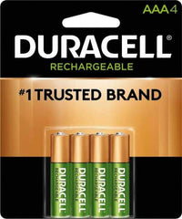 Duracell - Size AAA, NiMH, 4 Pack, Standard Battery - 1.2 Volts, Button Tab Terminal, 61951-2:2003-04 - Best Tool & Supply