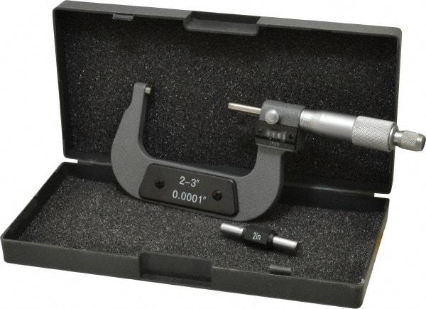 Value Collection - 2 to 3" Range, 0.0001" Graduation, Mechanical Outside Micrometer - Ratchet Stop Thimble, Digital Counter - Best Tool & Supply