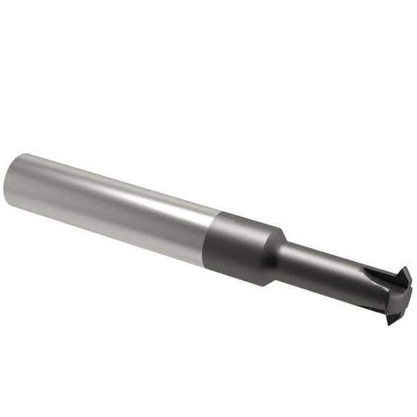 Scientific Cutting Tools - 12 to 32 TPI, Internal/External Single Profile Thread Mill - 1/2" Noml Diam, 0.372" Cut Diam, 3/8" Shank Diam, 4 Flute, 0.24" Neck Diam, 3/4" Neck Length, 3" OAL, AlTiN+ Finish - Exact Industrial Supply