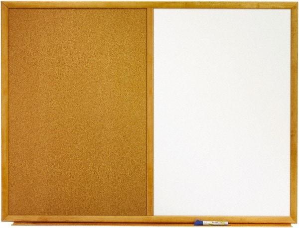 Quartet - 48" Wide x 36" High Dry Erase Combination Cork Bulletin Board - Melamine, White/Brown - Best Tool & Supply