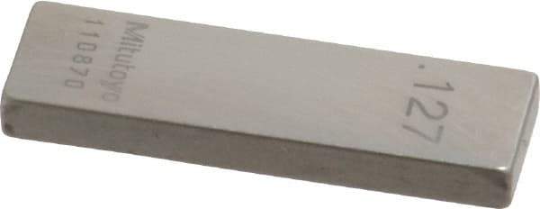 Mitutoyo - 0.127" Rectangular Steel Gage Block - Accuracy Grade 0, Includes Certificate of Inspection - Best Tool & Supply