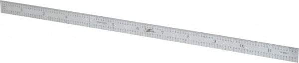 SPI - 12" Long, 1/50, 1/10" and 0.5, 1mm Graduation, Flexible Steel Rule - Decimal/Metric Graduation Style, 1/2" Wide, Silver, Satin Chrome Finish - Best Tool & Supply