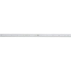 SPI - 12" Long, 1/100, 1/10" and 0.5, 1mm Graduation, Flexible Steel Rule - Decimal/Metric Graduation Style, 1/2" Wide, Silver, Satin Chrome Finish - Best Tool & Supply