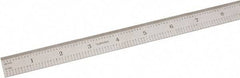 SPI - 18" Long, 1/100, 1/10" and 0.5, 1mm Graduation, Flexible Steel Rule - Decimal/Metric Graduation Style, 3/4" Wide, Silver, Satin Chrome Finish - Best Tool & Supply