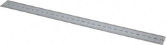 SPI - 12" Long, 1/100, 1/10" and 0.5, 1mm Graduation, Rigid Steel Rule - Decimal/Metric Graduation Style, 1" Wide, Silver, Satin Chrome Finish - Best Tool & Supply