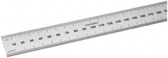 SPI - 18" Long, 0.5, 1mm Graduation, Rigid Steel Rule - Metric Graduation Style, 1-1/8" Wide, Silver, Satin Chrome Finish - Best Tool & Supply