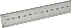 SPI - 24" Long, 0.5, 1mm Graduation, Rigid Steel Rule - Metric Graduation Style, 1-1/8" Wide, Silver, Satin Chrome Finish - Best Tool & Supply