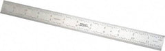 SPI - 12" Long, 1/64, 1/32, 1/16, 1/8" Graduation, Rigid Steel Rule - 4R Graduation Style, 1" Wide, Silver - Best Tool & Supply