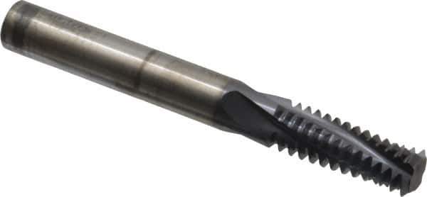 Accupro - M20x2.50 Metric Coarse, 0.4701" Cutting Diam, 4 Flute, Solid Carbide Helical Flute Thread Mill - Internal Thread, 32mm LOC, 100mm OAL, 12mm Shank Diam - Best Tool & Supply