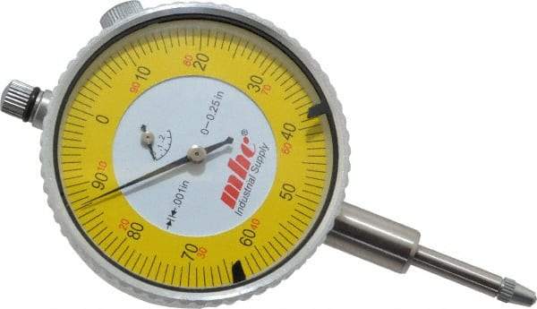 Value Collection - 1/4" Range, 0-100 Dial Reading, 0.001" Graduation Dial Drop Indicator - 2-9/32" Dial, Revolution Counter - Best Tool & Supply