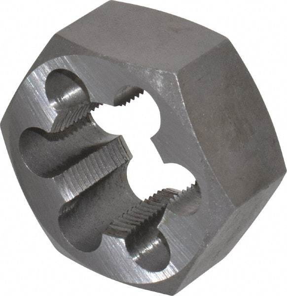 Interstate - 1-1/4 - 16 UNS Thread, 2-3/16" Hex, Right Hand Thread, Hex Rethreading Die - Carbon Steel, 1" Thick - Exact Industrial Supply