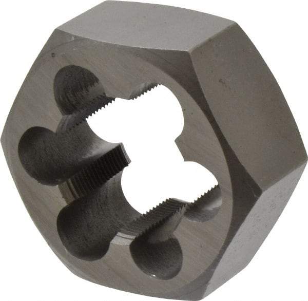 Interstate - 1-1/4 - 20 UNS Thread, 2-3/16" Hex, Right Hand Thread, Hex Rethreading Die - Carbon Steel, 1" Thick - Exact Industrial Supply