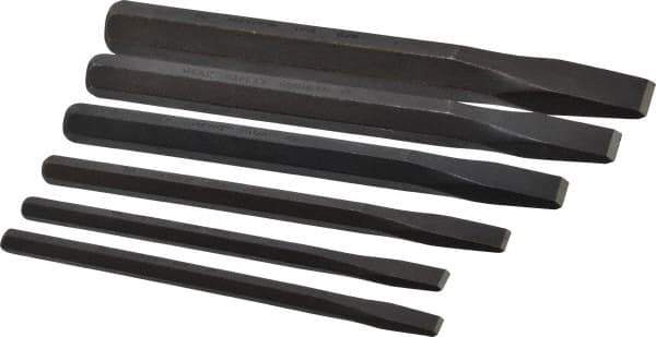 Mayhew - 6 Piece Cold Chisel Set - 5, 4-1/2, 5, 5-3/4, 6 & 7" OAL, Sizes Included 1/4 to 3/4" - Best Tool & Supply