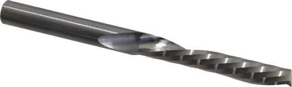 Onsrud - 1/4" Cutting Diam x 1-1/2" Length of Cut, 1 Flute, Downcut Spiral Router Bit - Uncoated, Right Hand Cut, Solid Carbide, 3" OAL x 1/4" Shank Diam, Single Edge, 21° Helix Angle - Best Tool & Supply