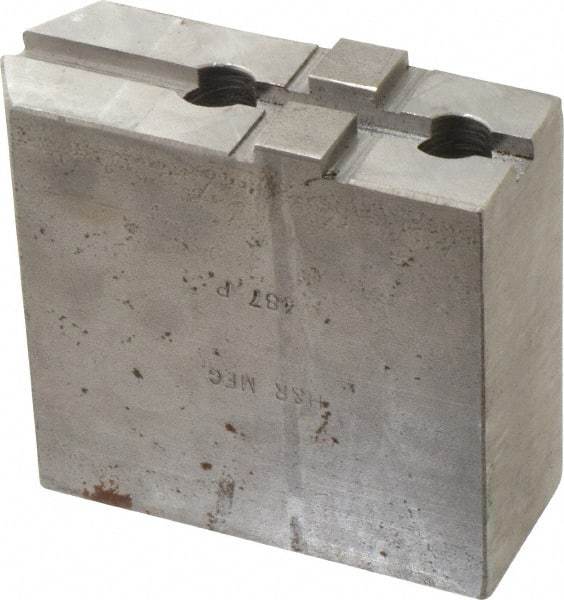 H & R Manufacturing - Tongue & Groove Attachment, Square Soft Lathe Chuck Jaw - Steel, 1-3/4" Btw Mount Hole Ctrs, 3-15/16" Long x 1-1/2" Wide x 3-3/8" High, 5/16" Groove - Best Tool & Supply