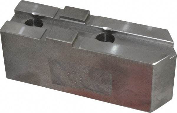 H & R Manufacturing - Tongue & Groove Attachment, Square Soft Lathe Chuck Jaw - Steel, 2.12" Btw Mount Hole Ctrs, 4-13/16" Long x 1-1/2" Wide x 1-7/8" High, 1/2" Groove - Best Tool & Supply