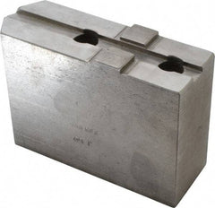 H & R Manufacturing - Tongue & Groove Attachment, Square Soft Lathe Chuck Jaw - Steel, 2-1/2" Btw Mount Hole Ctrs, 5-3/4" Long x 2" Wide x 3-7/8" High, 1/2" Groove - Best Tool & Supply