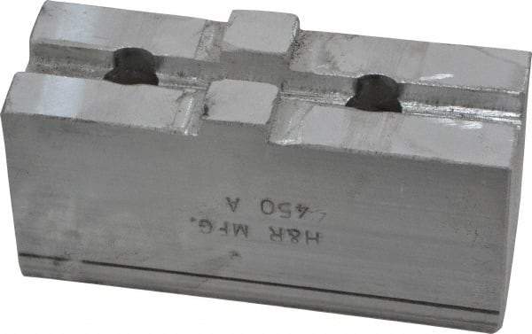 H & R Manufacturing - Tongue & Groove Attachment, Square Soft Lathe Chuck Jaw - Aluminum, 1-3/4" Btw Mount Hole Ctrs, 3-1/2" Long x 1-1/4" Wide x 1-5/8" High, 5/16" Groove - Best Tool & Supply