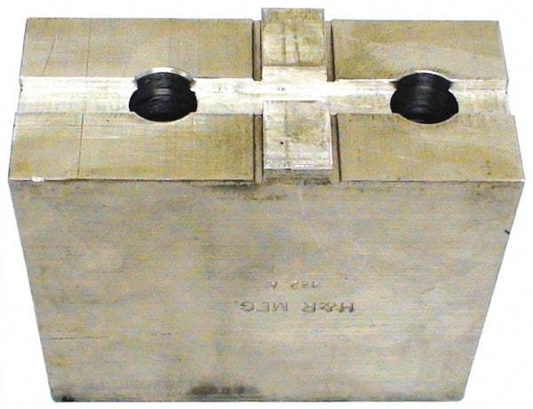 H & R Manufacturing - Tongue & Groove Attachment, Square Soft Lathe Chuck Jaw - Aluminum, 3" Btw Mount Hole Ctrs, 5-5/8" Long x 2" Wide x 3-13/16" High, 1/2" Groove - Best Tool & Supply