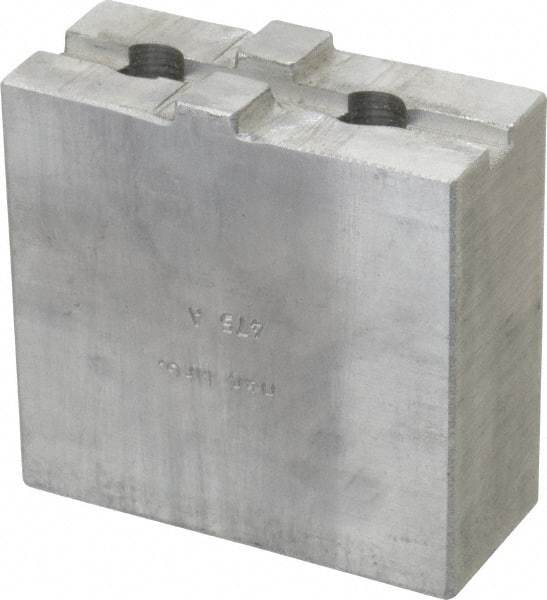 H & R Manufacturing - Tongue & Groove Attachment, Square Soft Lathe Chuck Jaw - Aluminum, 1-3/4" Btw Mount Hole Ctrs, 3-1/2" Long x 1-1/2" Wide x 3-3/8" High, 5/16" Groove - Best Tool & Supply