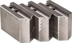 H & R Manufacturing - 1.5mm x 60° Serrated Attachment, Square Soft Lathe Chuck Jaw - 3 Jaws, Steel, 0.787" Btw Mount Hole Ctrs, 3-1/8" Long x 1-1/4" Wide x 2" High, 0.472" Groove, 10mm Fastener - Best Tool & Supply