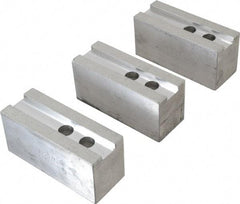 H & R Manufacturing - 1.5mm x 60° Serrated Attachment, Square Soft Lathe Chuck Jaw - 3 Jaws, Aluminum, 1.181" Btw Mount Hole Ctrs, 5-1/4" Long x 2" Wide x 2-1/2" High, 0.827" Groove, 16mm Fastener - Best Tool & Supply