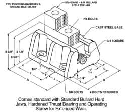 H & R Manufacturing - 12" Max Chuck Diam Compatibility, Cast Steel (Base) Bullard Hard Lathe Master Jaws - 10" Wide x 12" Long x 8-5/8" High - Best Tool & Supply