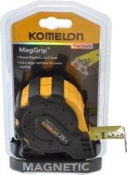 Komelon - 25' x 1" Yellow Blade Tape Measure - 1/16" Graduation, Inch Graduation Style, Yellow/Black Case - Best Tool & Supply